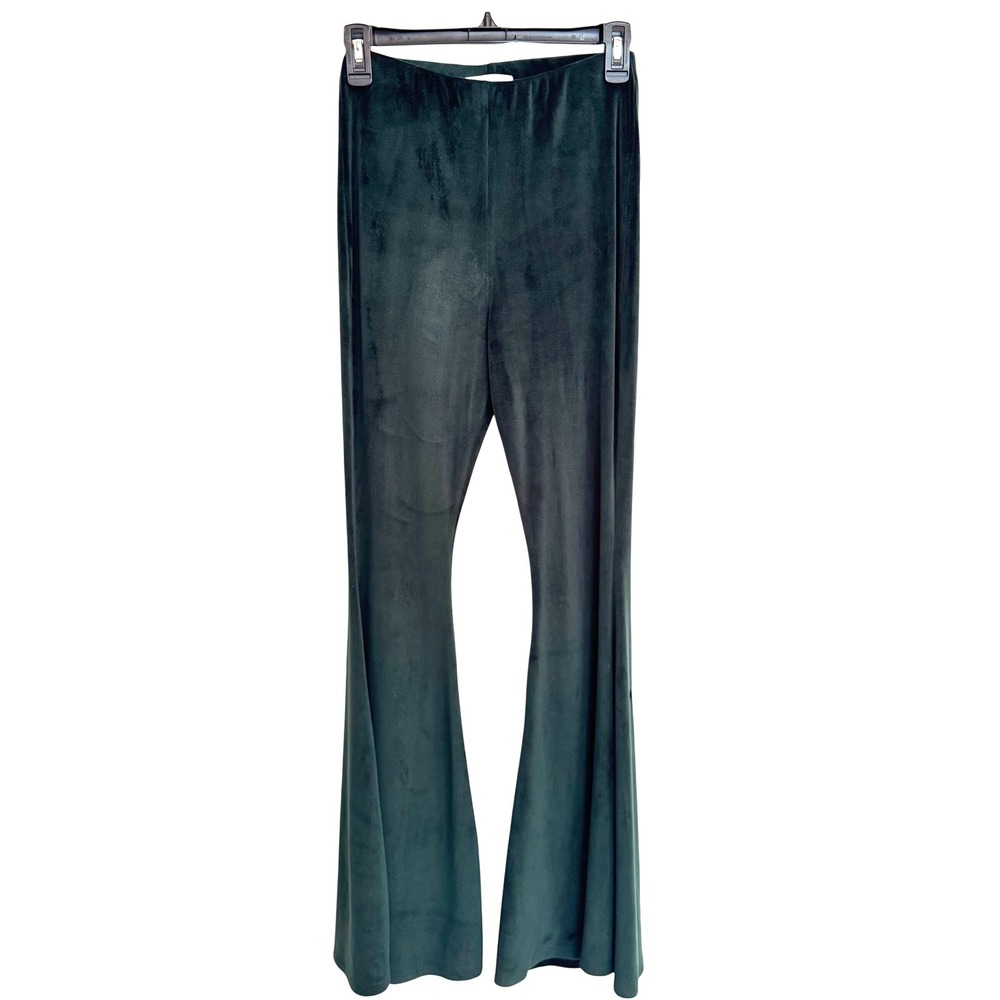 Forest Green Velvet Flare Leggings Bell Bottom Pull On Pants Size Small